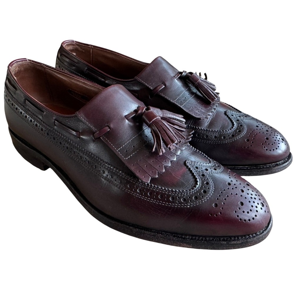 Allen Edmonds Arlington Burgundy Leather Wingtip Tassel Kiltie Loafers Mens 8 E
